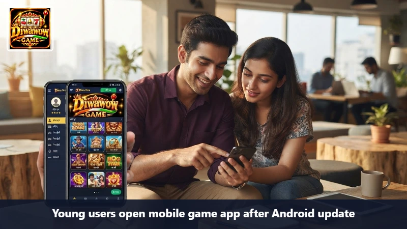 Three young adults compare mobile game categories together